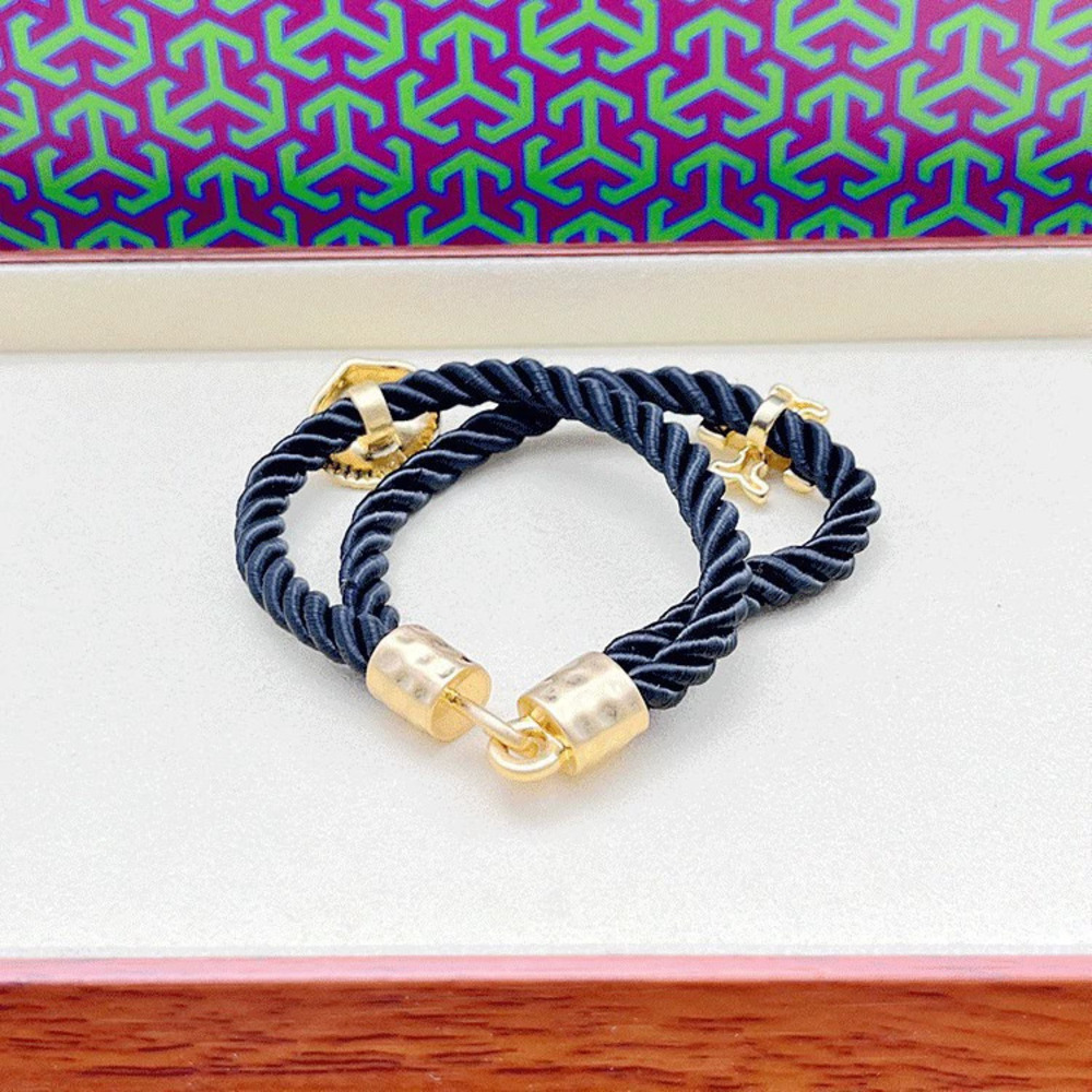 Tory Burch Retro Alphabet Shell Braided Rope Bracelet - Picture 3 of 7